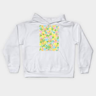 RETRO FLORAL PATTERN 70S GROOVY PASTEL PINK YELLOW GREEN BLUE FLOWER MARKET SCANDINAVIAN MEADOW MIDSOMMAR Kids Hoodie